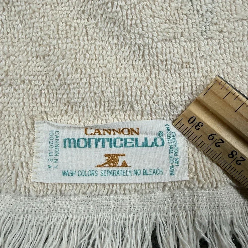Vintage Cannon Bath Towel and‎ Washcloth Set Beige Brown Floral